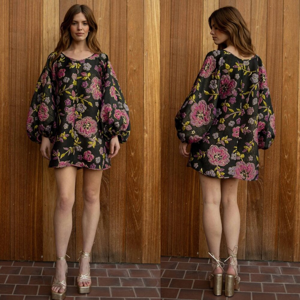 Free People x Arianne Elmy Good Luck Dress in Black & Pink